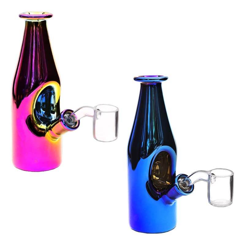 Electroplated Milk Bottle Waterpipe (WPL4465) | 6 inch | Assorted Colors product image